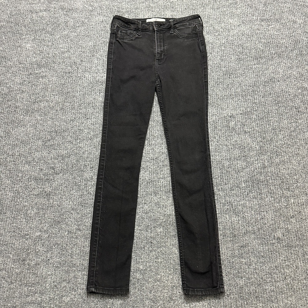 Hollister High Rise Super Skinny Jeans Womens Size 1S 25x28‎ Black Denim Stretch